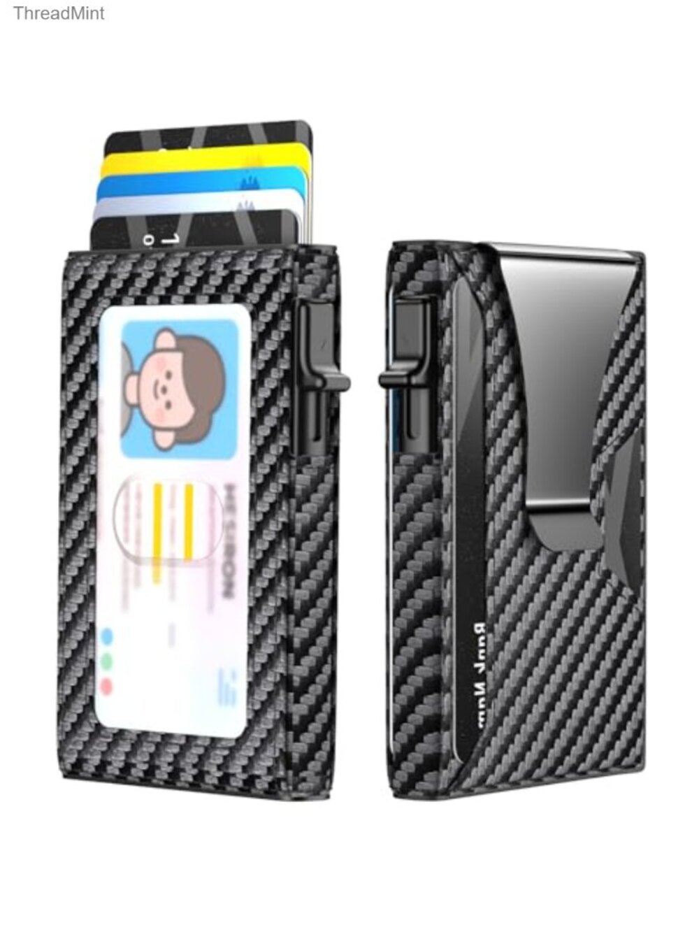 Men's Slim Minimalist Pop-up Wallet RFID Blocking Metal Money Clip Card Holder